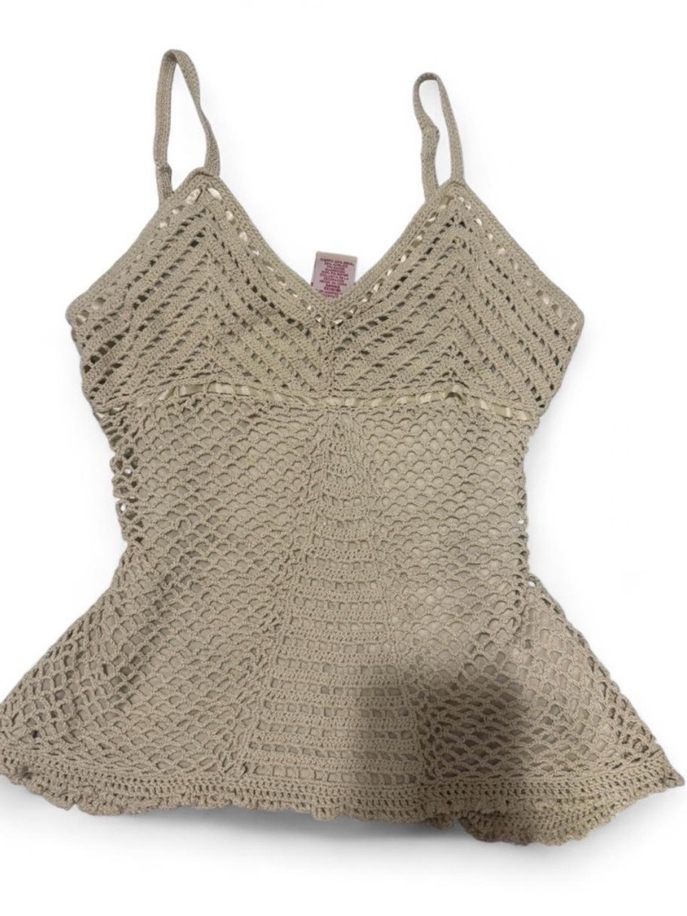 Faded Glory Crochet Knit Tank Top - Cream